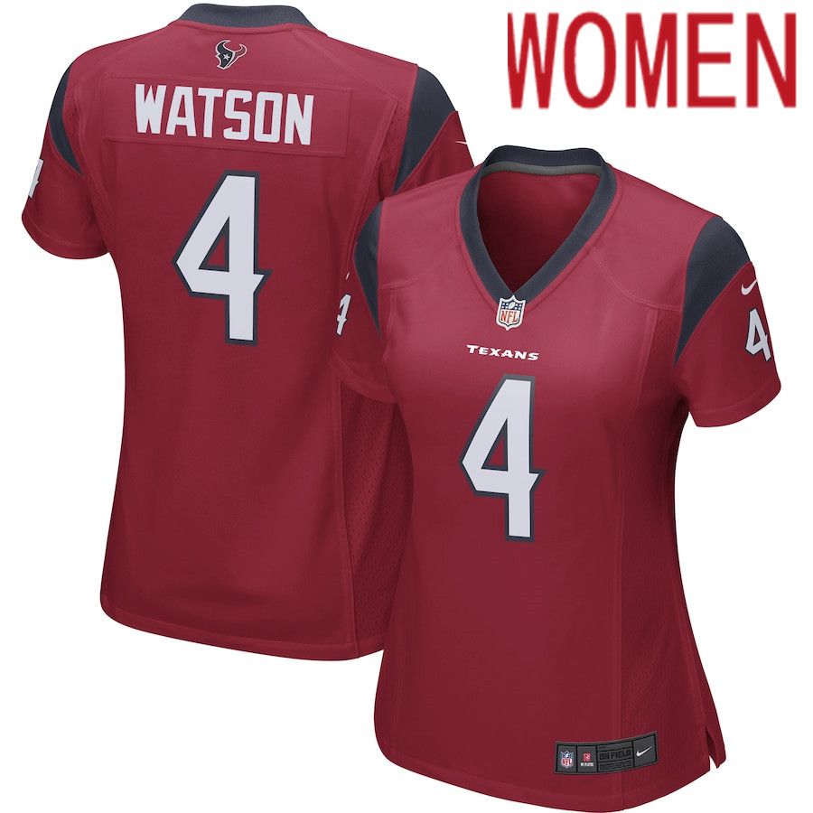 Women Houston Texans 4 Deshaun Watson Red Nike Player Game NFL Jersey